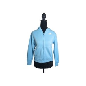Nike Medium Sky Blue Full Zip Hooded Fleece Sweat Jacket Athletic Activewear